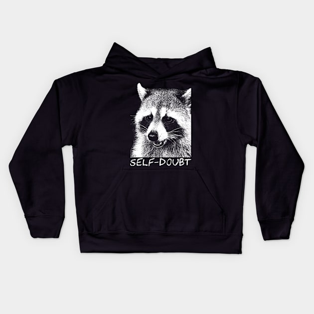 Self-doubt Raccoon Kids Hoodie by giovanniiiii